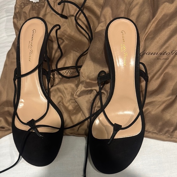 Gianvito Rossi Black Lace-Up Heels - Picture 1 of 2